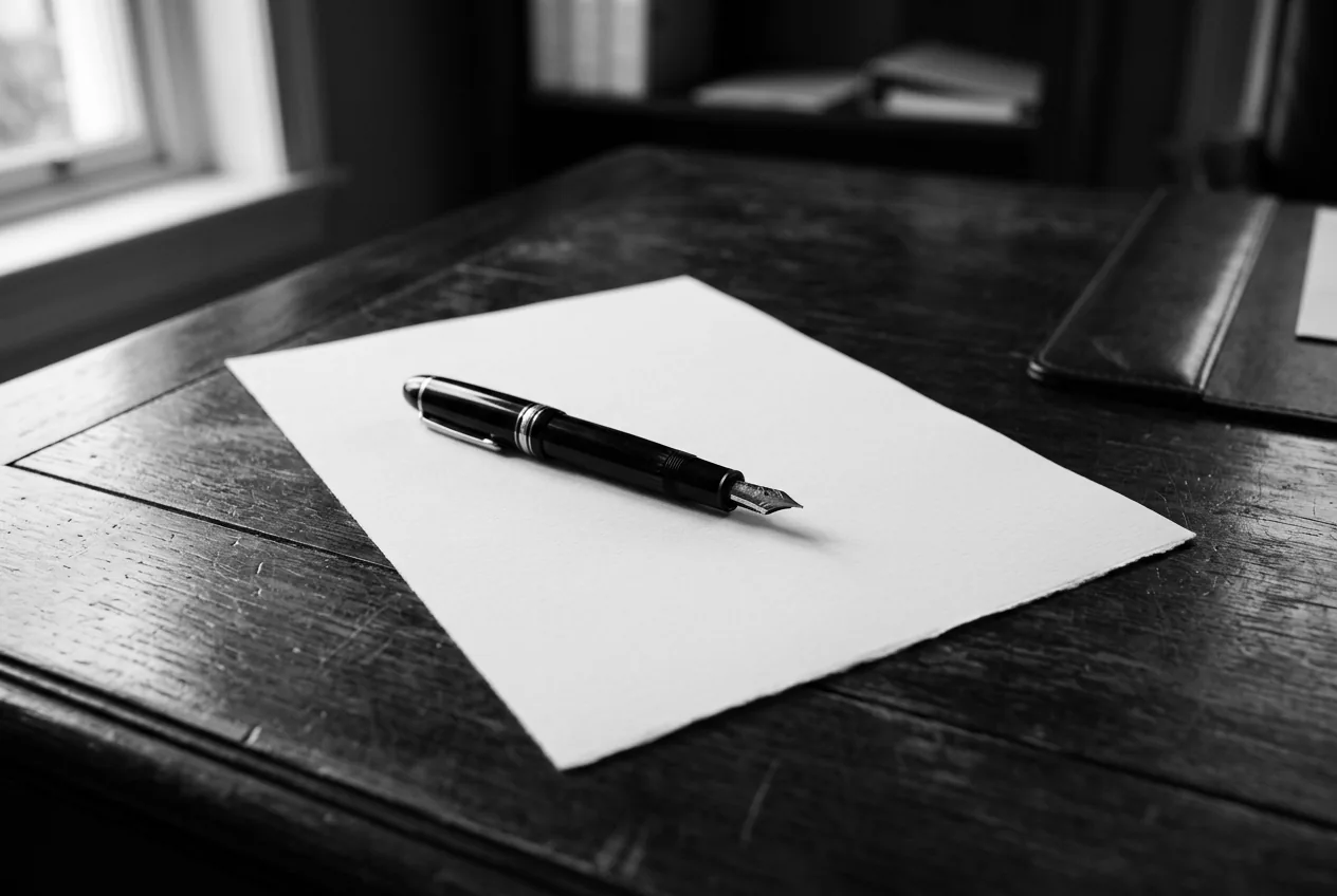 Pluma fuente sobre un documento formal